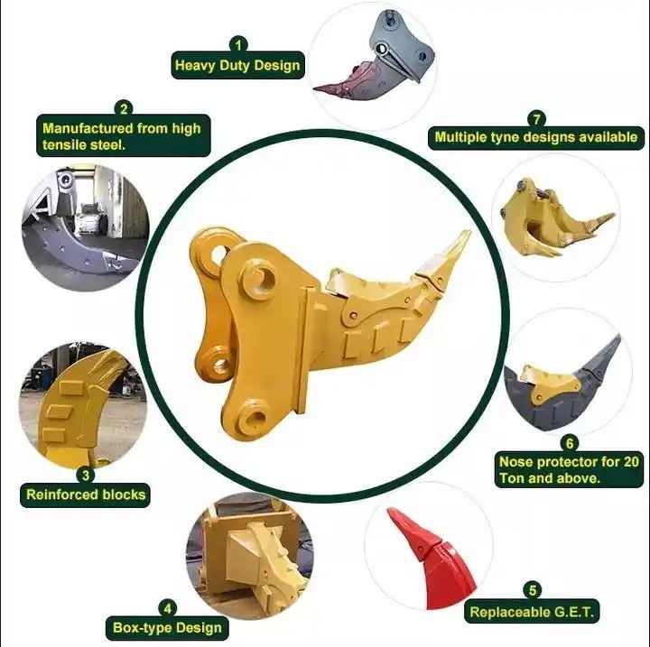 1-30t Excavator Rock Ripper Para Trator Agricola با محافظ بینی
