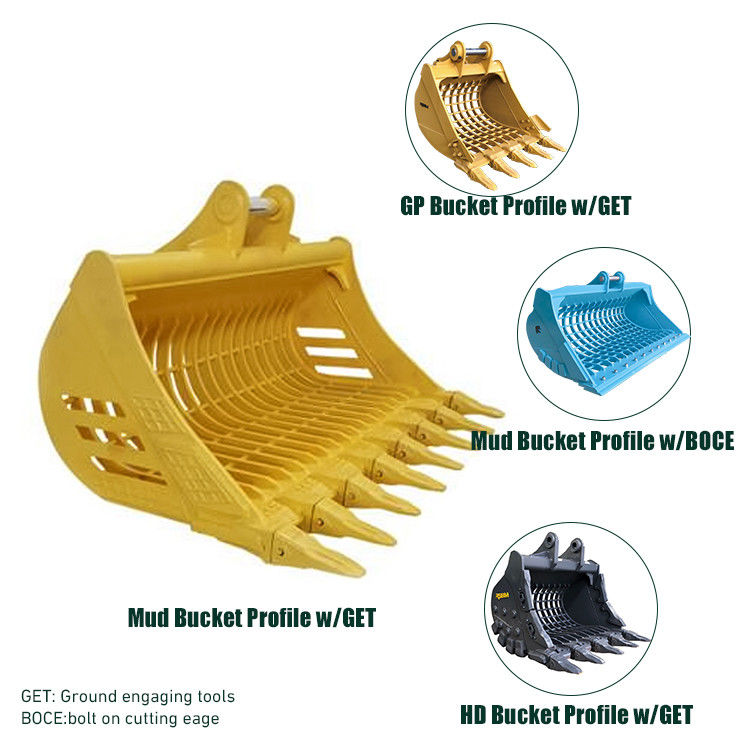 1-80T Excavator Skeleton Bucket ساخته شده از مواد Q355 با ظرفیت سفارشی